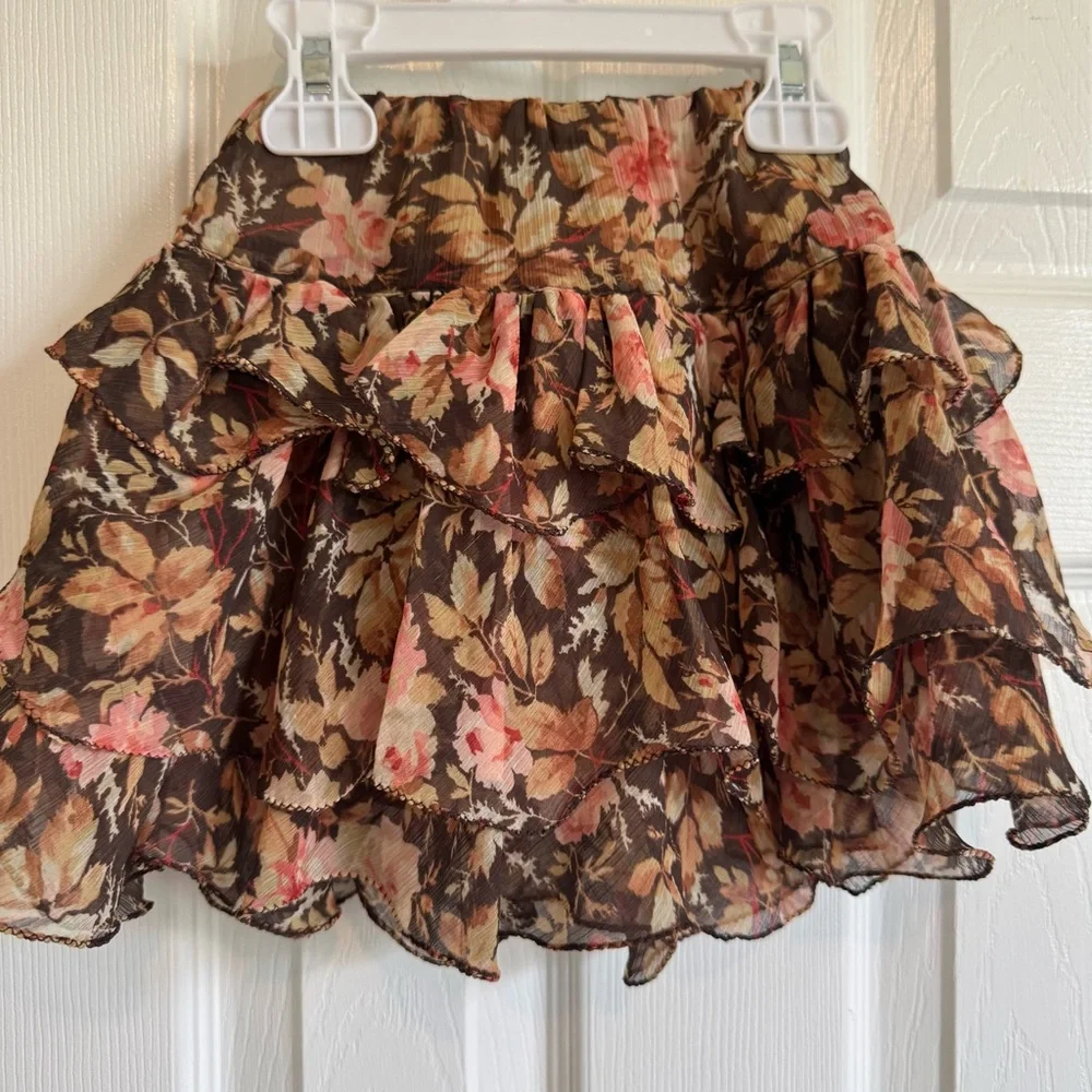 Ralph Lauren Floral Ruffle Tier Flowy Skirt Brown and Pink Girls’ Size 3T Fall